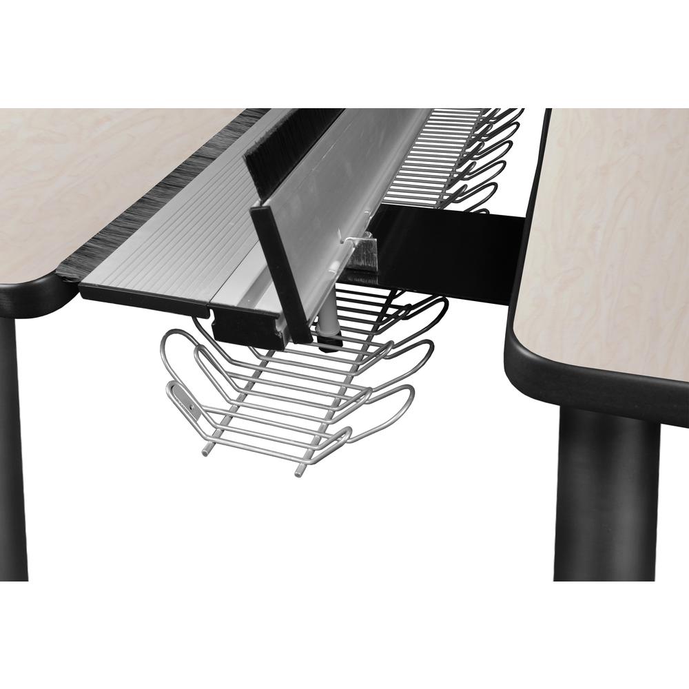 Kee 60" x 24" Double Benching System with Privacy Divider- Maple/ Black. Picture 3
