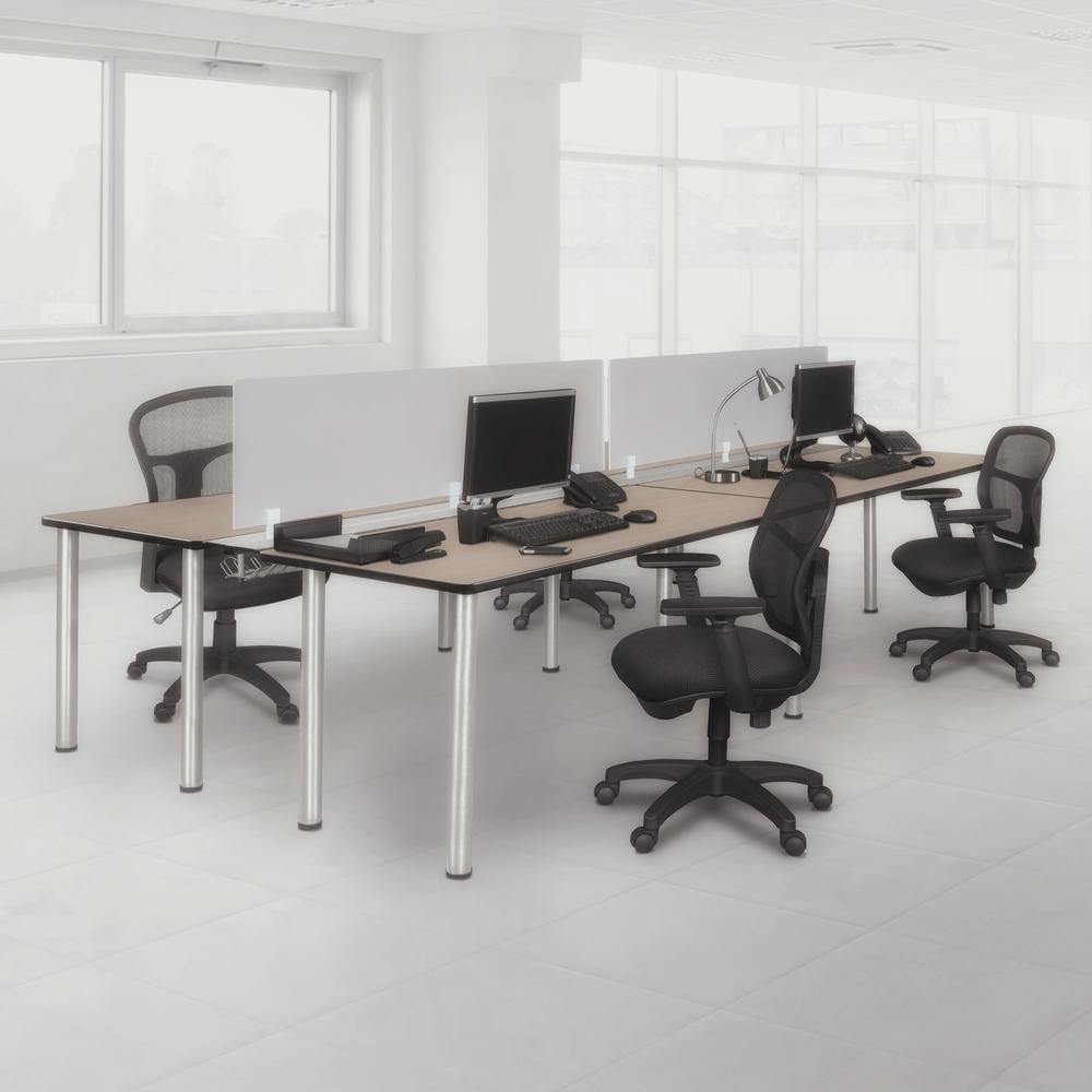 Kee 60" x 24" Double Benching System with Privacy Divider- Maple/ Chrome. Picture 6