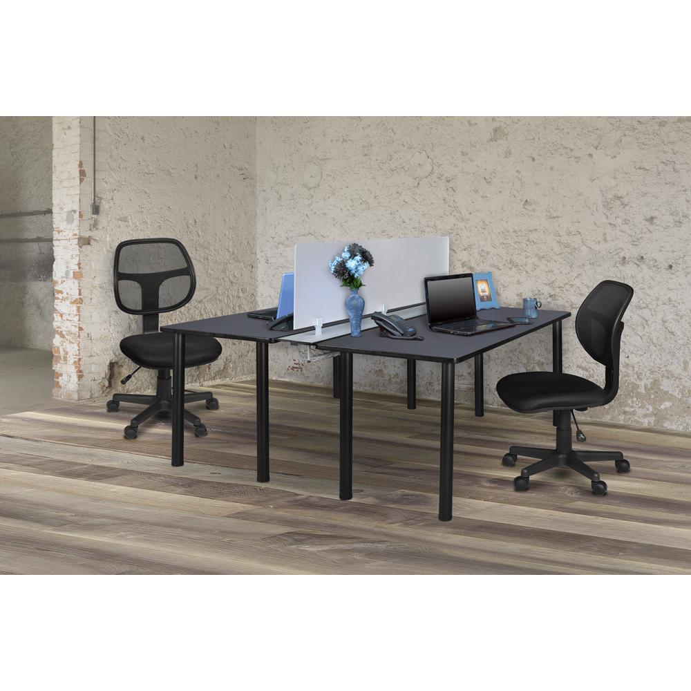 Kee 60" x 24" Benching System with Privacy Divider- Grey/ Black. Picture 6