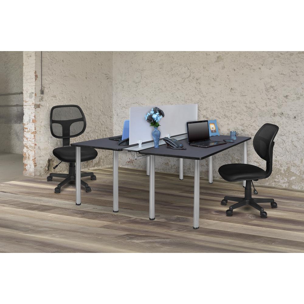 Kee 60" x 24" Benching System with Privacy Divider- Grey/ Chrome. Picture 6