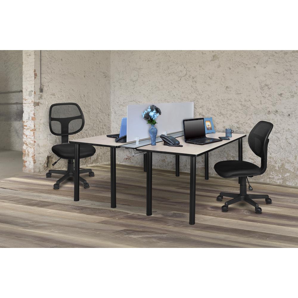 Kee 60" x 24" Benching System with Privacy Divider- Maple/ Black. Picture 6