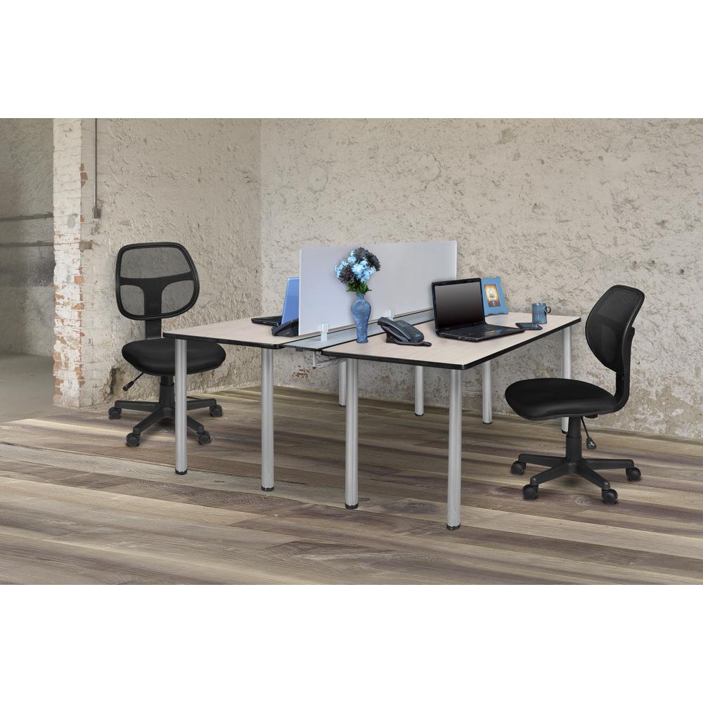 Kee 60" x 24" Benching System with Privacy Divider- Maple/ Chrome. Picture 6
