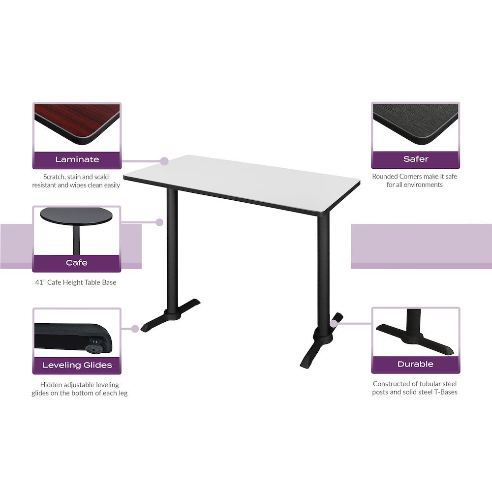 48 x 24 in. Steel T-Base Cafe Training Seminar Table- Cherry. Picture 4