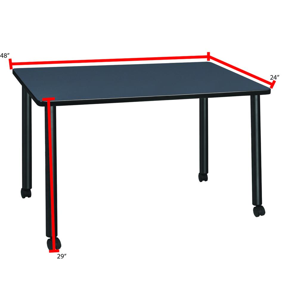 Regency Kee 48 x 24 in. Mobile Desk with Storage- Grey Top, Black Legs. Picture 4