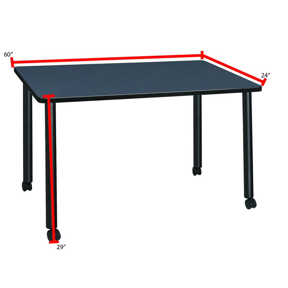 Regency Kee 60 x 24 in. Mobile Desk with Storage- Grey Top, Black Legs. Picture 4