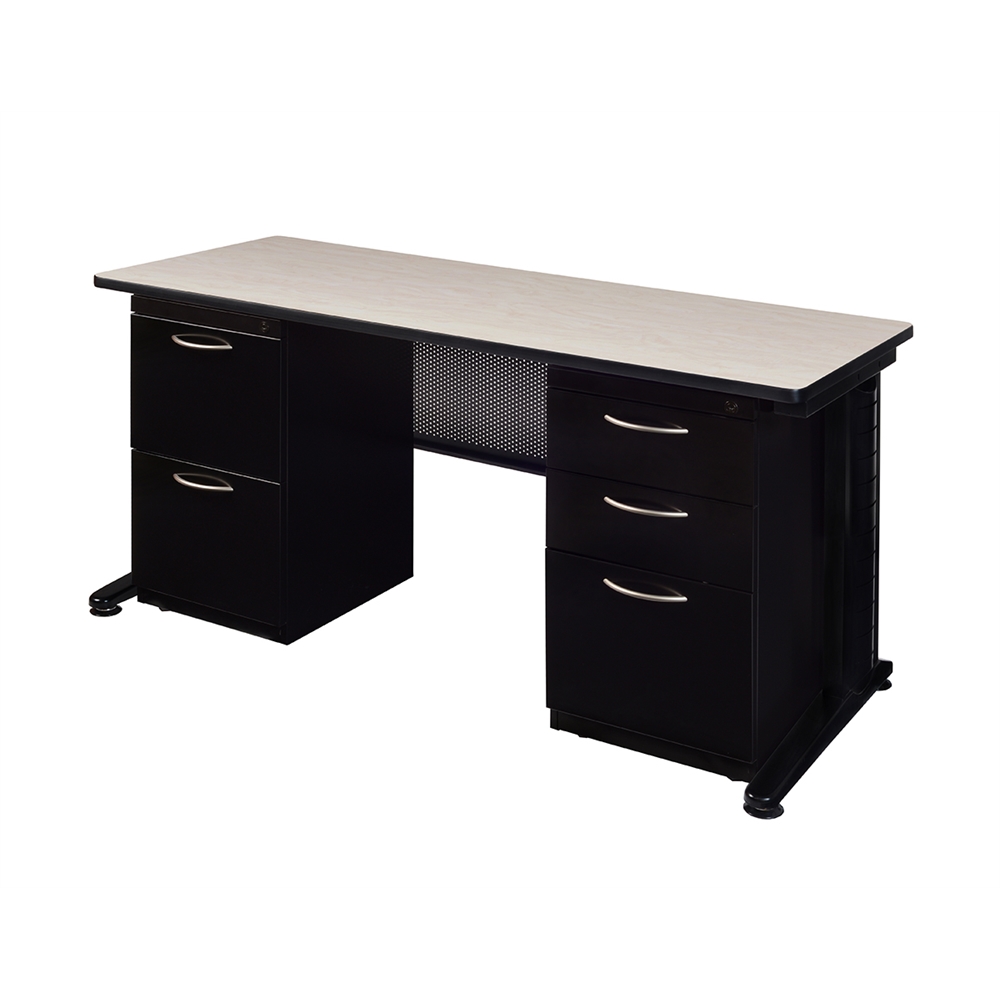 Fusion 66" x 24" Double Pedestal Desk- Maple. Picture 1