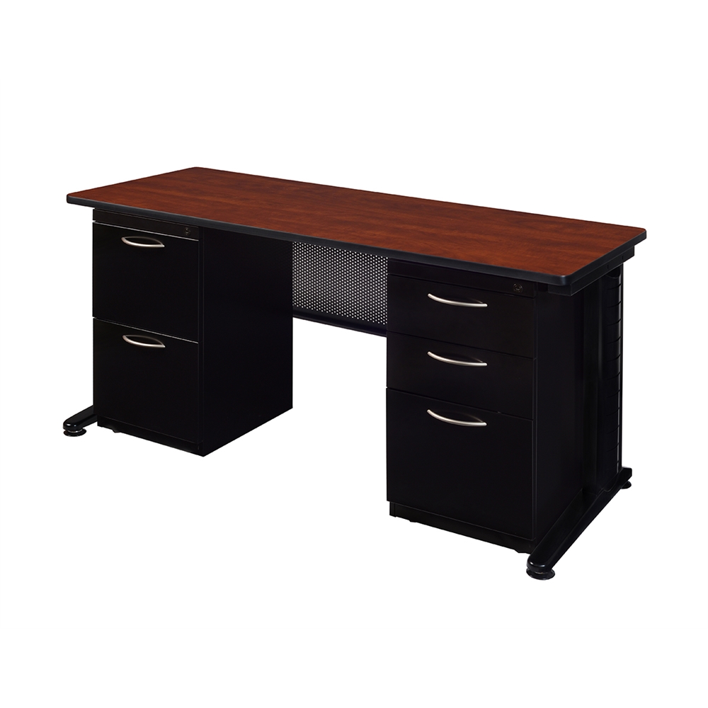 Fusion 72" x 24" Double Pedestal Desk- Cherry. Picture 1