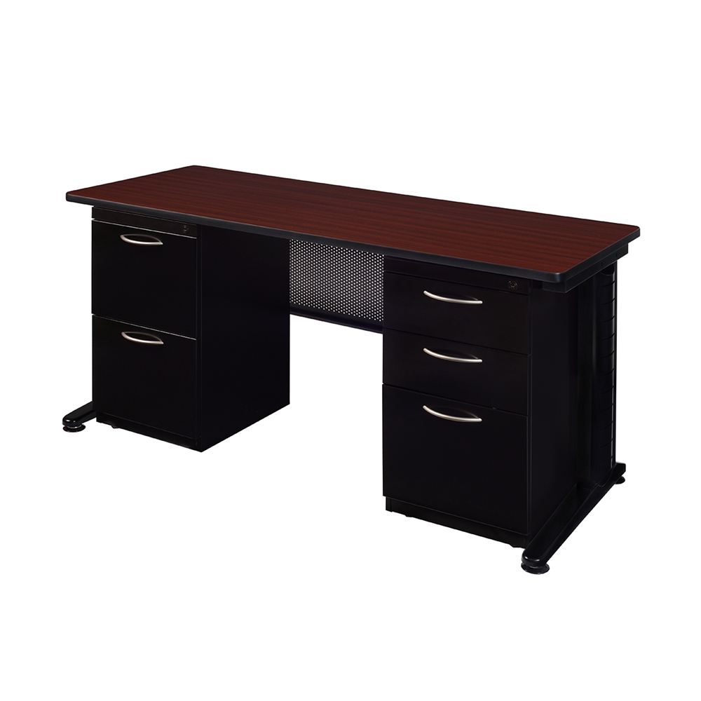 Fusion 72" x 24" Double Pedestal Desk- Mahogany. Picture 1