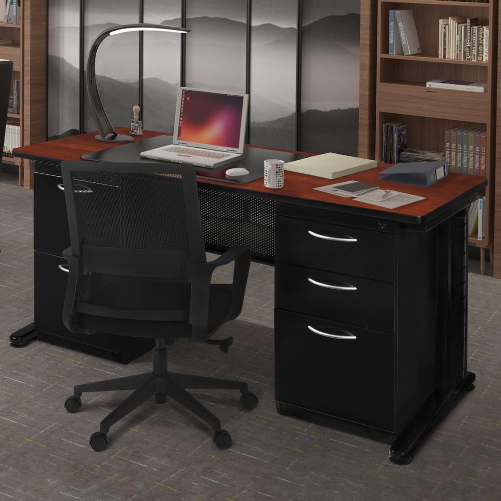 Fusion 72" x 30" Double Pedestal Desk- Cherry. Picture 2