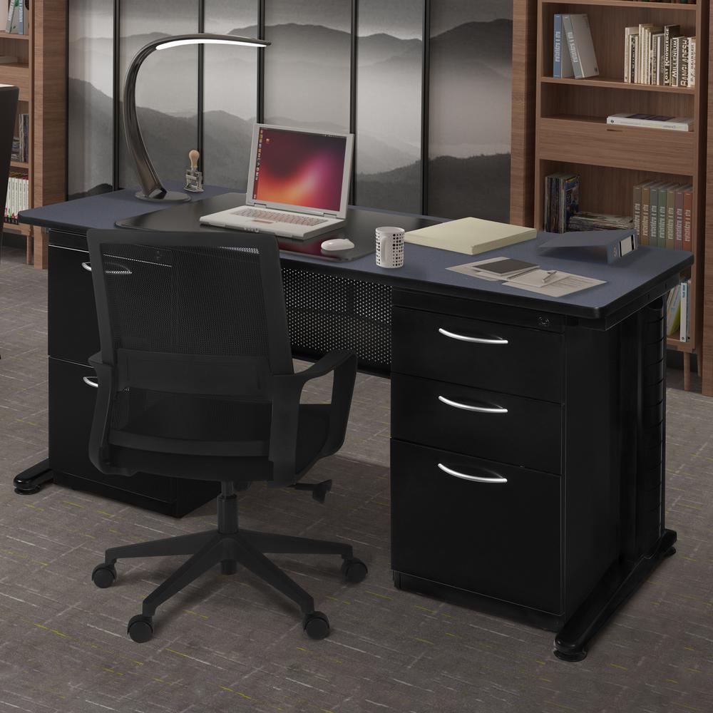 Fusion 72" x 30" Double Pedestal Desk- Grey. Picture 2