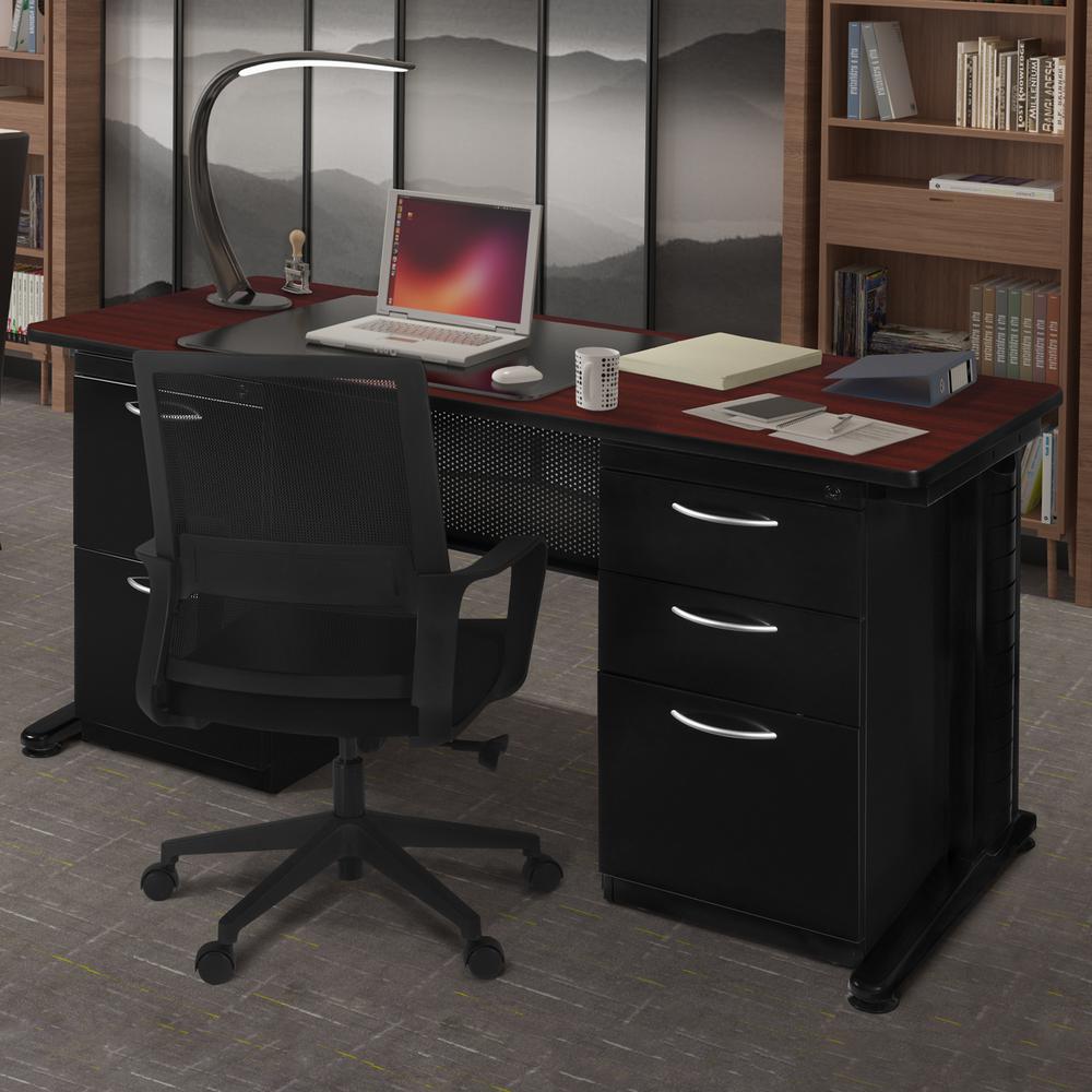 Fusion 72" x 30" Double Pedestal Desk- Mahogany. Picture 2