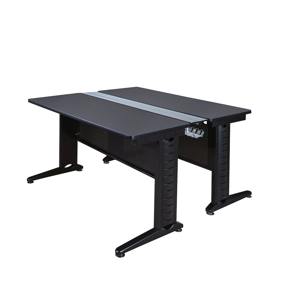48 x 58 in. 2 Person Bench Workstation Desk- Grey. Picture 1