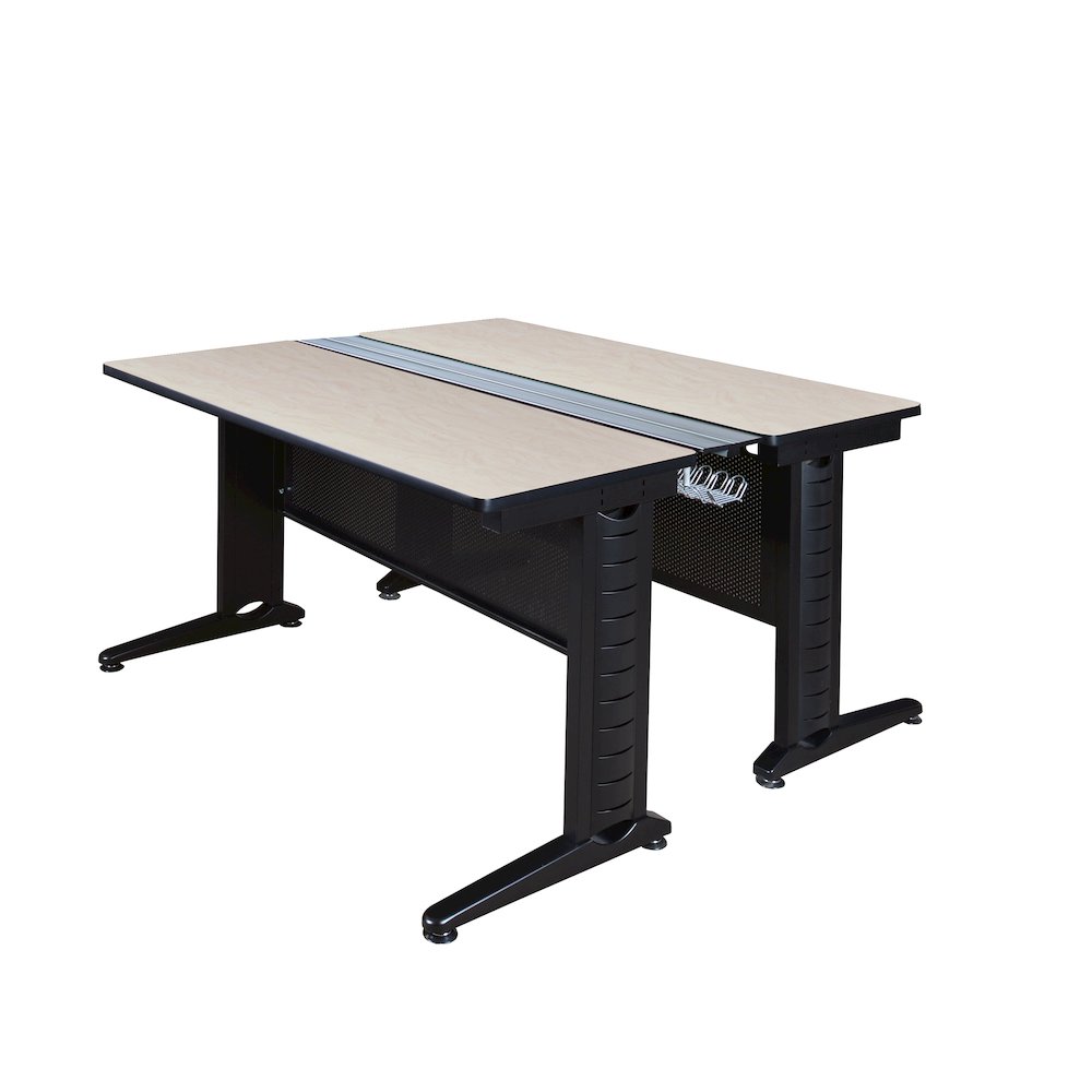 48 x 58 in. 2 Person Bench Workstation Desk- Maple. Picture 1