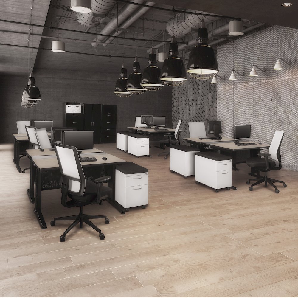 48 x 58 in. 2 Person Bench Workstation Desk- Maple. Picture 7