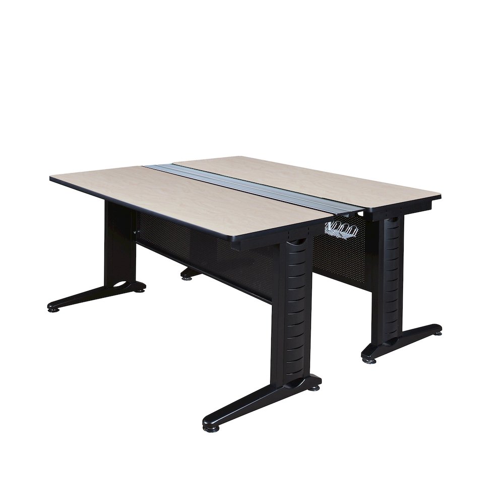 66 x 58 in. 2 Person Bench Workstation Desk- Maple. Picture 1
