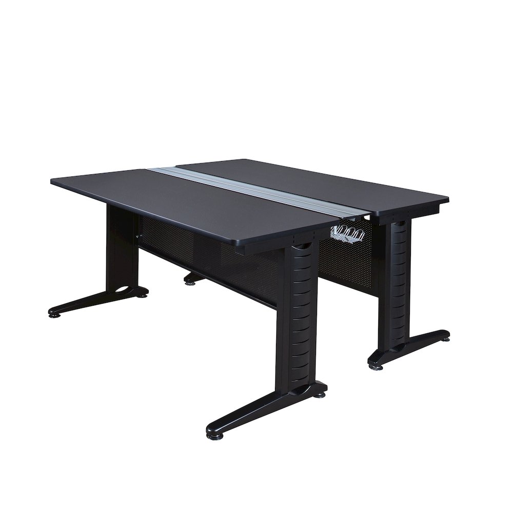 72 x 58 in. 2 Person Bench Workstation Desk- Grey. Picture 1