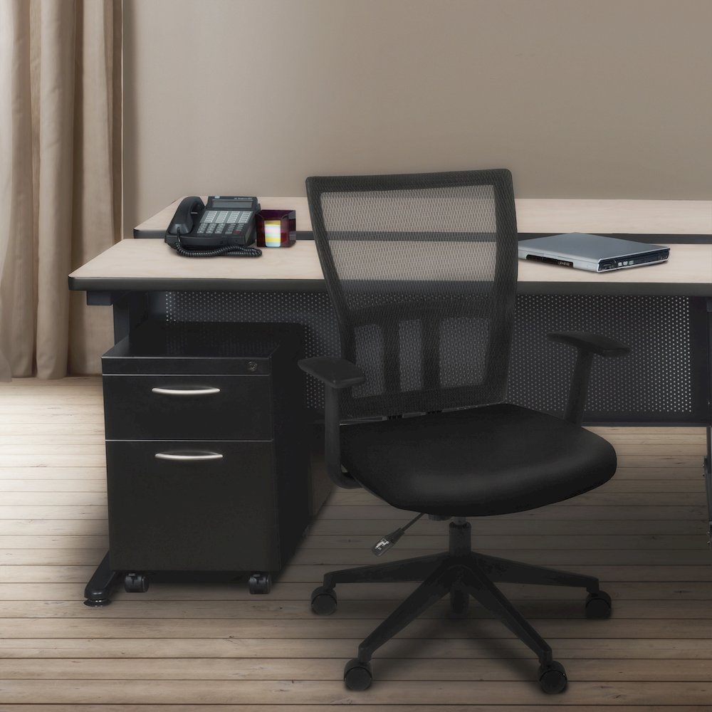 66 x 58 in. 2 Person Bench Workstation Desk- Maple. Picture 7