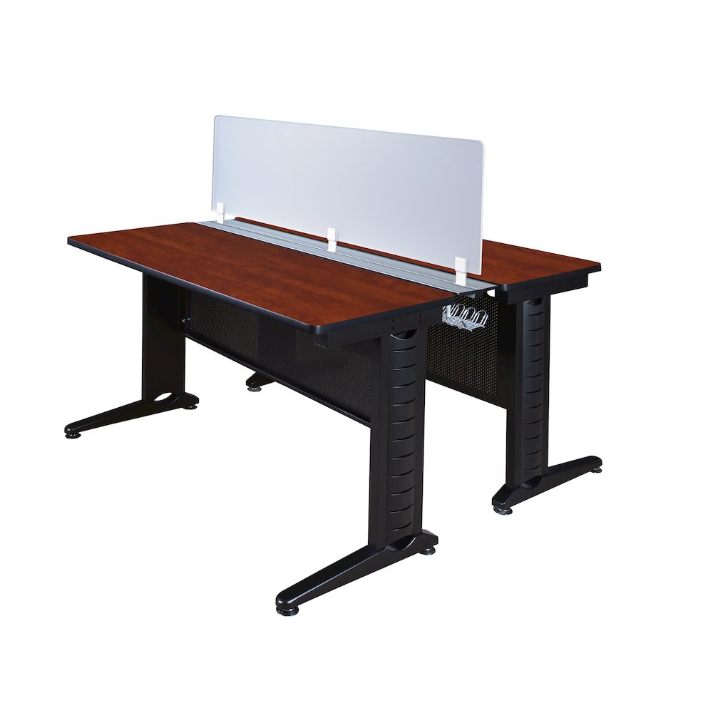 48 x 24 in. 2 Person Bench Workstation with Privacy Panel- Cherry. Picture 1