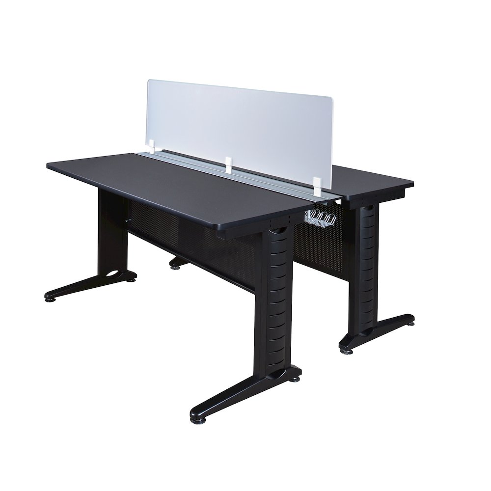 48 x 24 in. 2 Person Bench Workstation with Privacy Panel- Grey. Picture 1