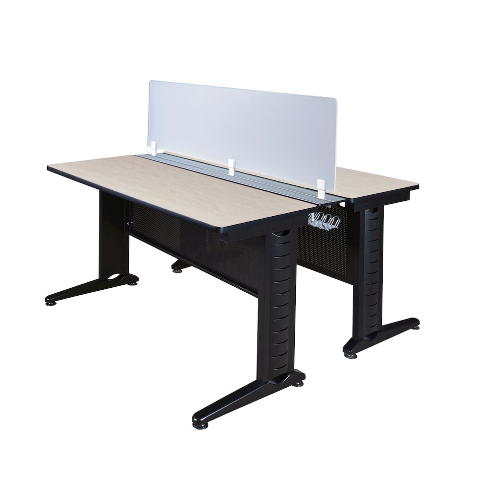48 x 24 in. 2 Person Bench Workstation with Privacy Panel- Maple. Picture 1
