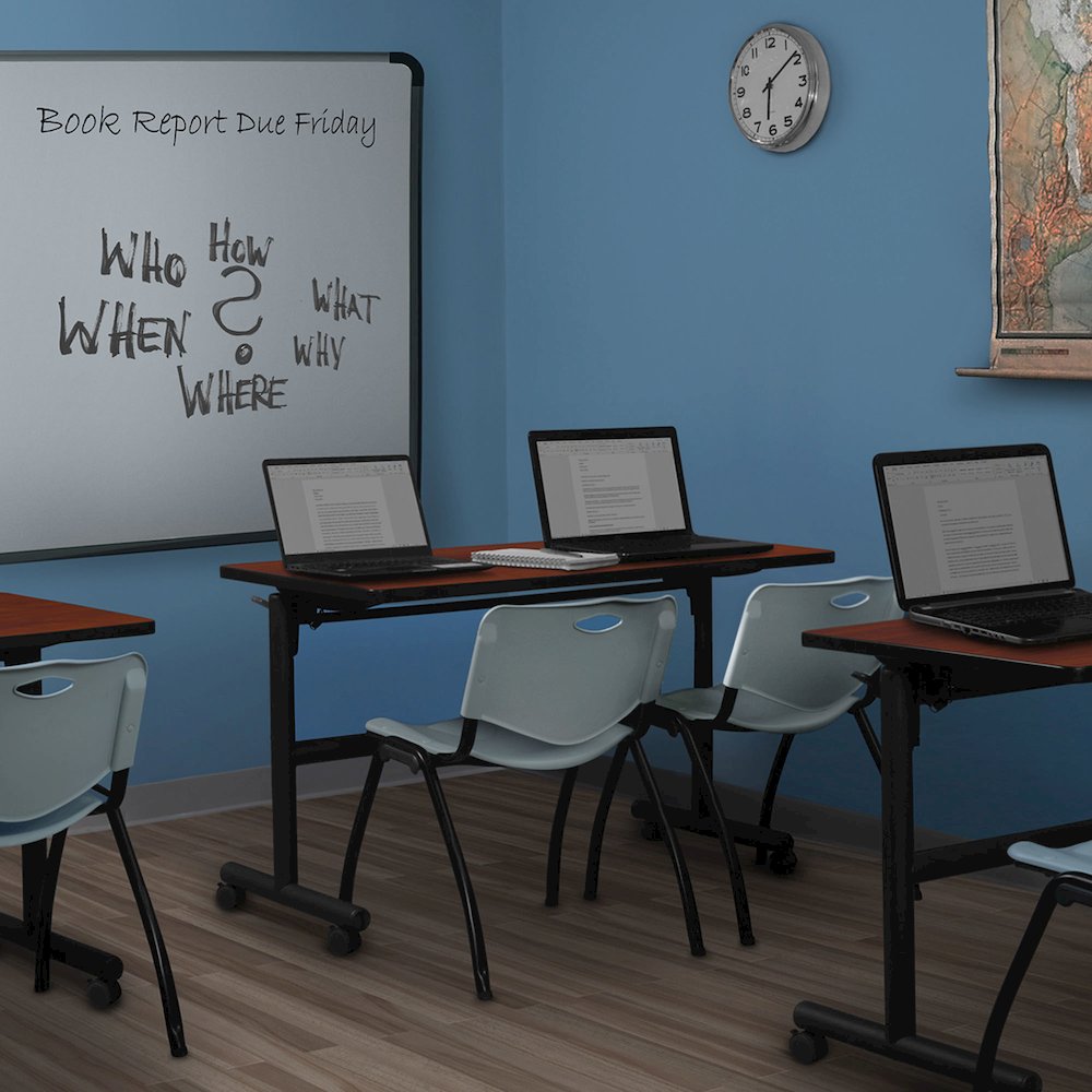 48 x 24 in. Flip-Top Training Nesting Table- Cherry, 2 M Stack Chairs- Grey. Picture 11