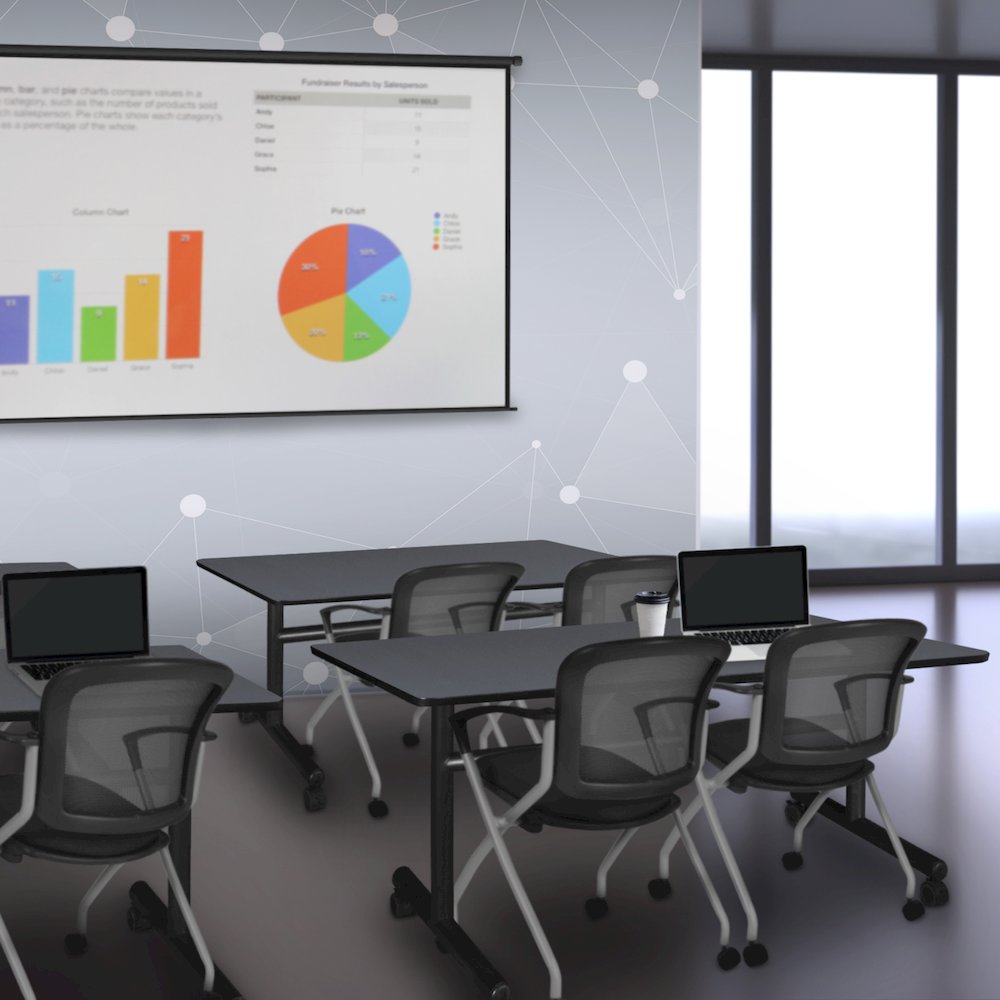 48 x 24 in. Flip-Top Training Nesting Table- Grey, 2 Cadence Nesting Chairs. Picture 11