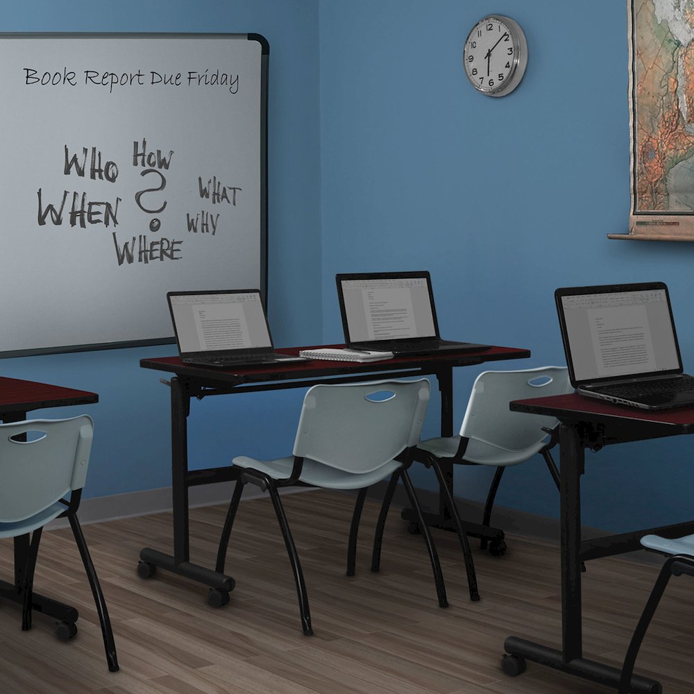48 x 24 in. Flip-Top Training Nesting Table- Mahogany, 2 M Stack Chairs- Grey. Picture 11
