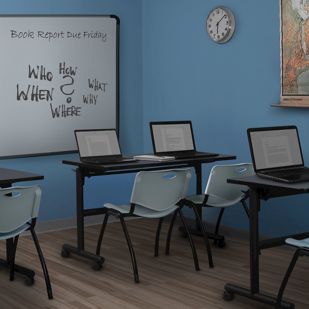 48 x 30 in. Flip-Top Training Nesting Table- Grey, 2 M Stack Chairs- Grey. Picture 11