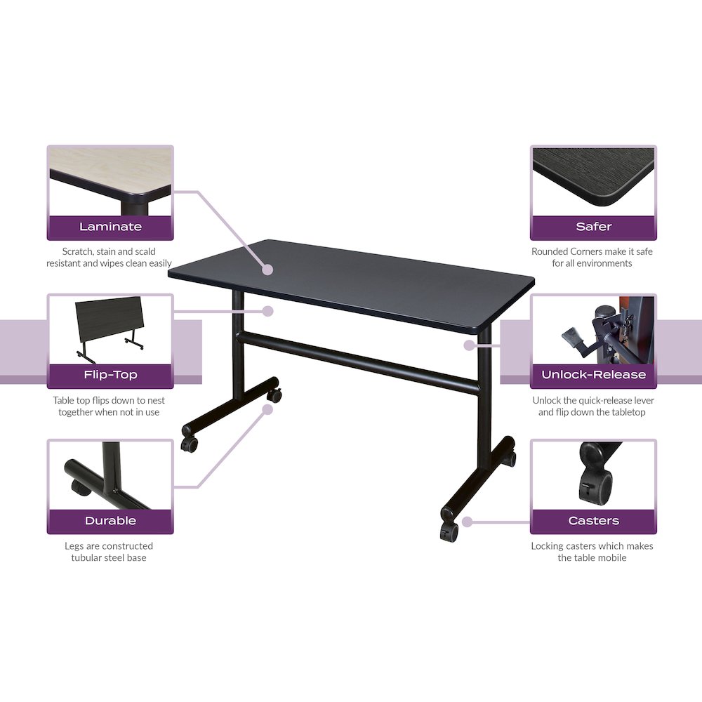 48 x 30 in. Flip-Top Training Nesting Table- Grey. Picture 7