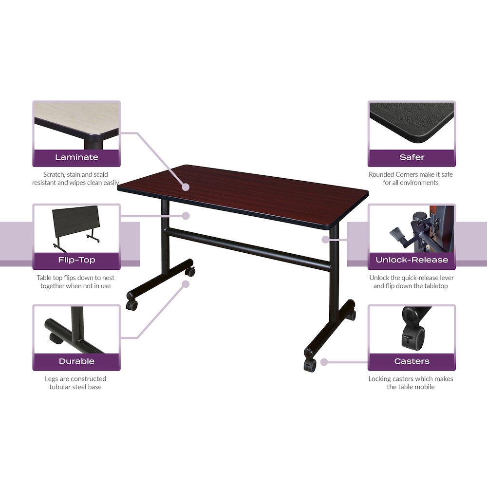 48 x 30 in. Flip-Top Training Nesting Table- Mahogany. Picture 7