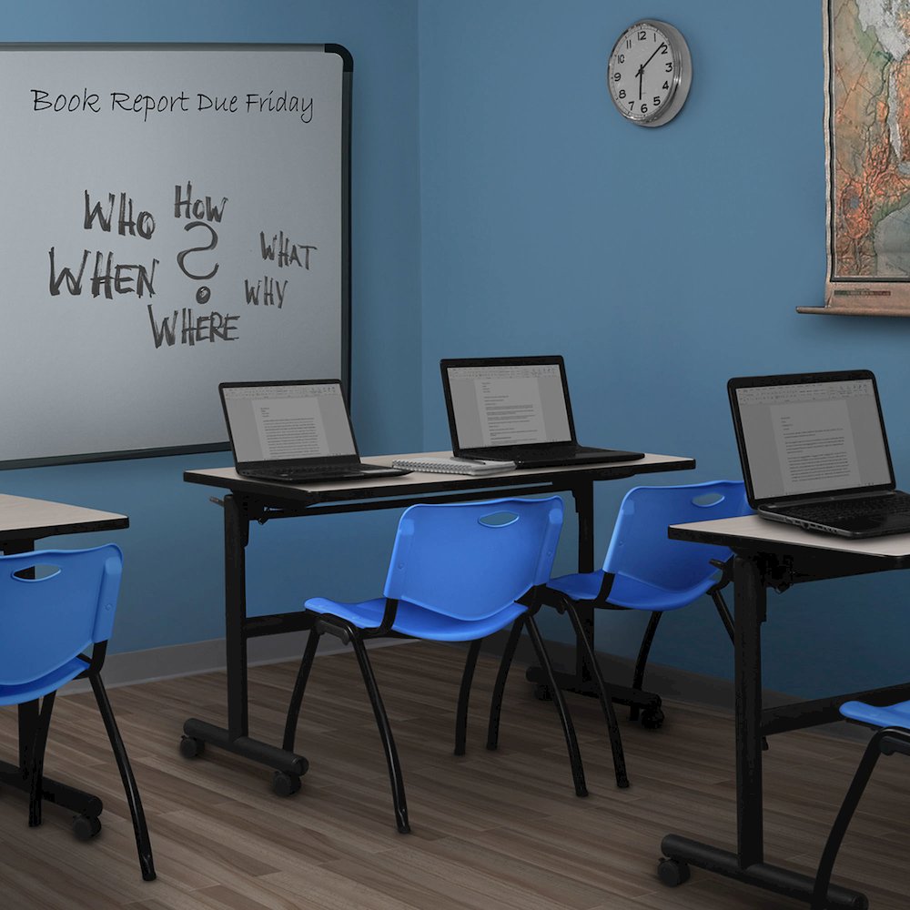 48 x 30 in. Flip-Top Training Nesting Table- Maple, 2 M Stack Chairs- Blue. Picture 11