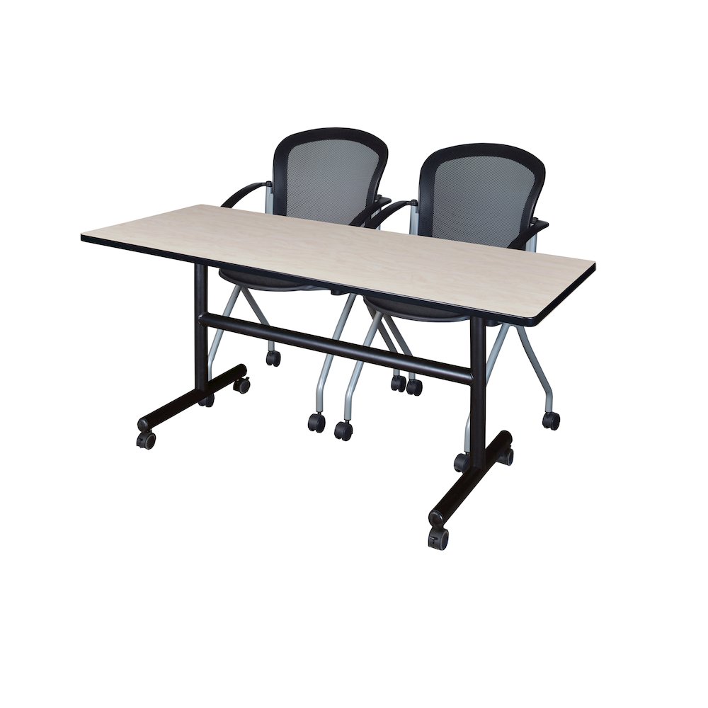 60 x 30 in. Flip-Top Training Nesting Table- Maple, 2 Cadence Nesting Chairs. Picture 1