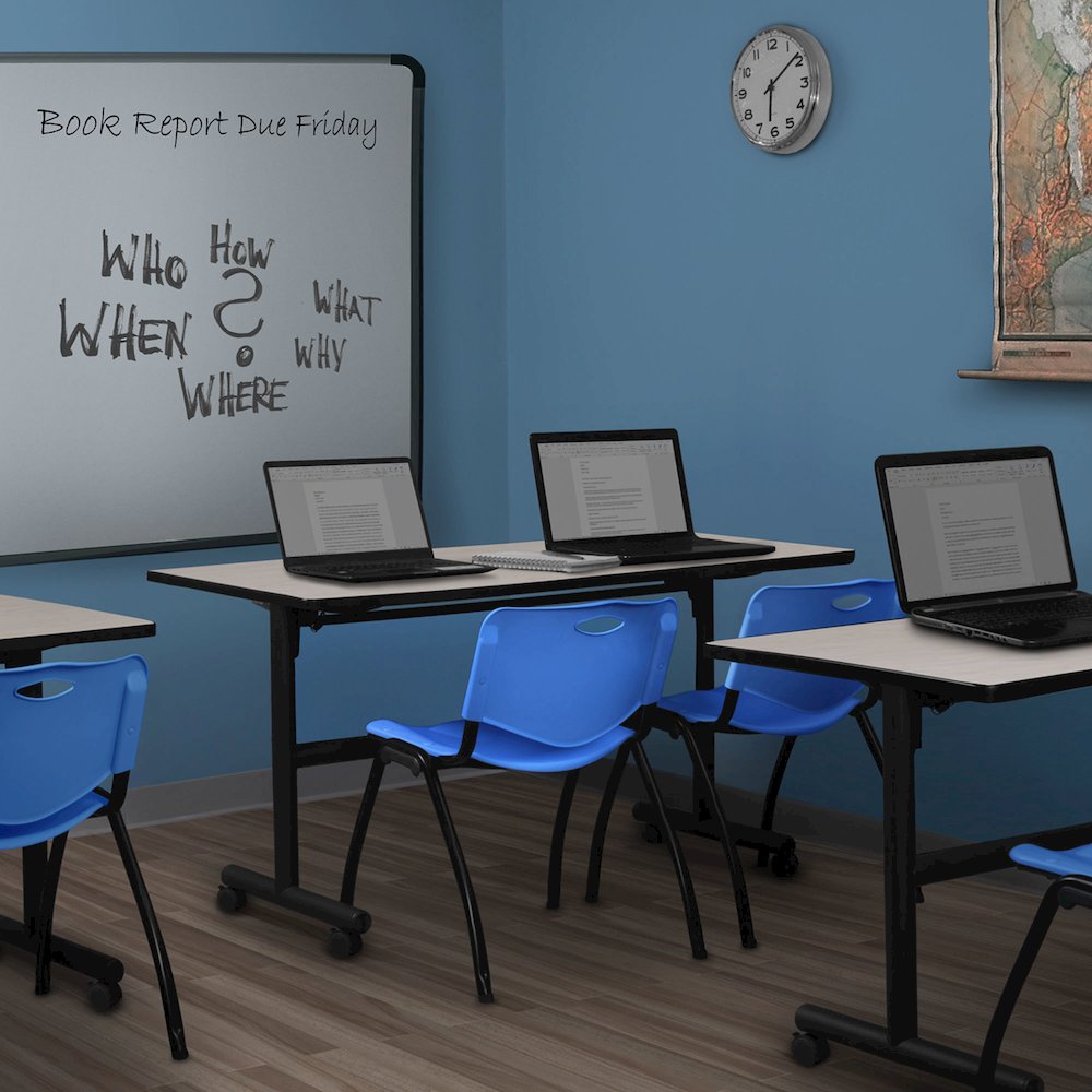 60 x 30 in. Flip-Top Training Nesting Table- Maple, 2 M Stack Chairs- Blue. Picture 11