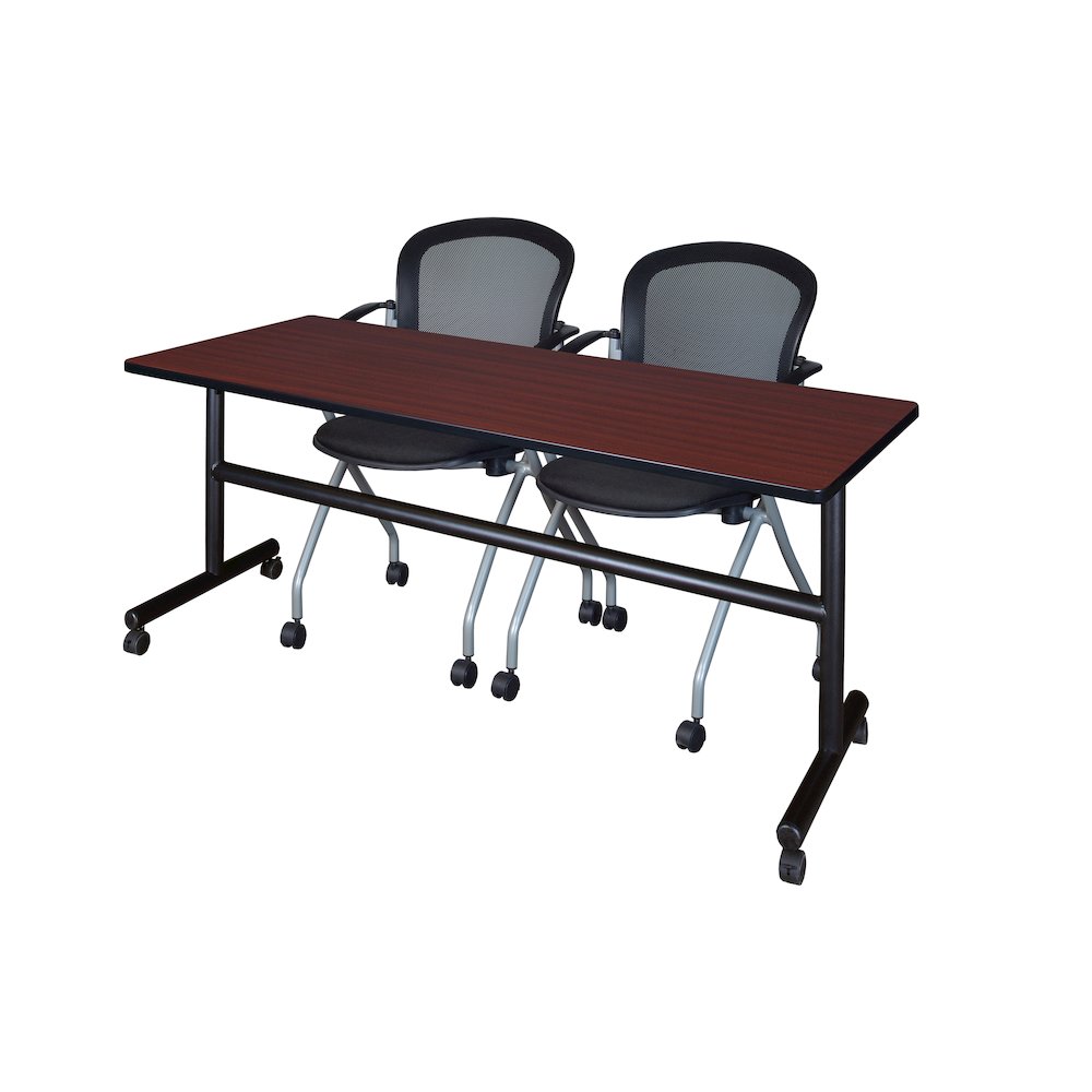 72 x 24 in. Flip-Top Training Nesting Table- Mahogany, 2 Cadence Nesting Chairs. Picture 1