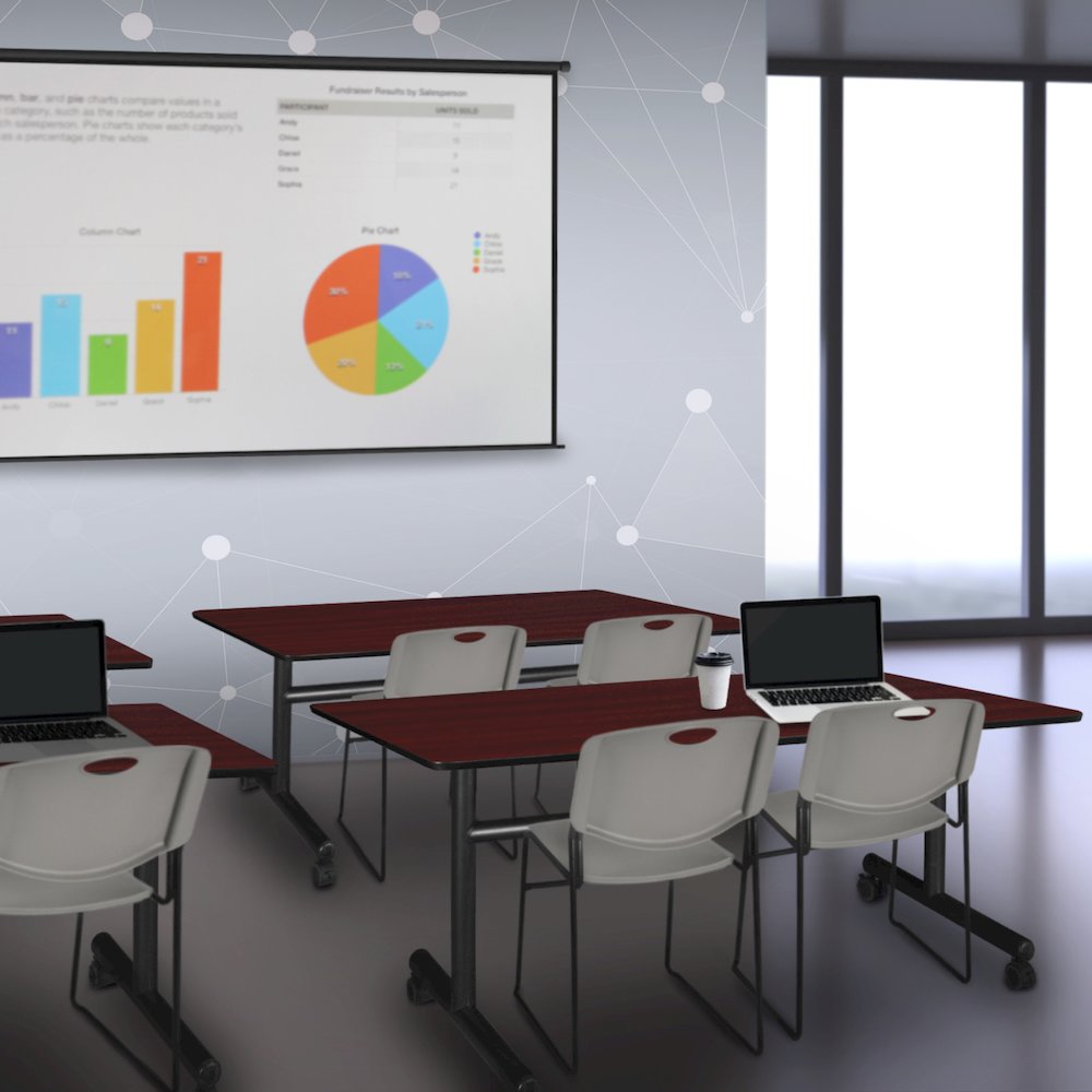 72 x 24 in. Flip-Top Training Nesting Table- Mahogany, 2 Zeng Stack Chairs- Grey. Picture 11