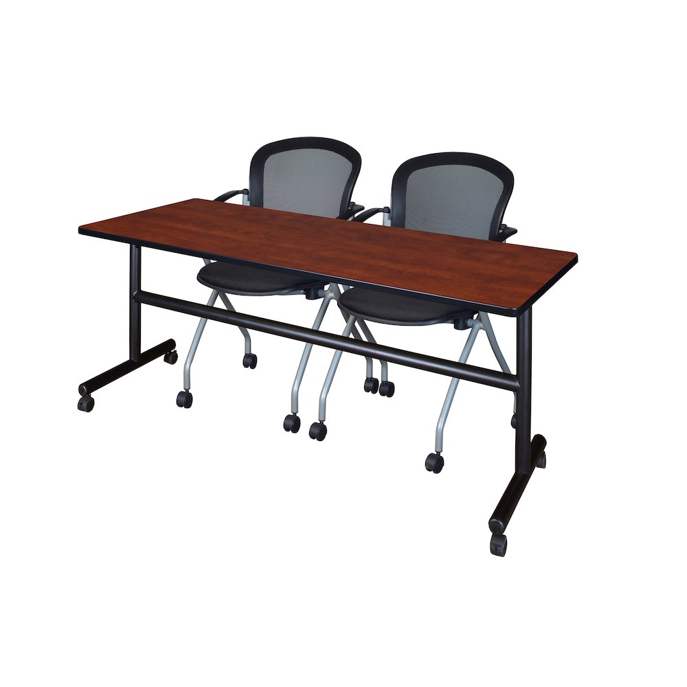 72 x 30 in. Flip-Top Training Nesting Table- Cherry, 2 Cadence Nesting Chairs. Picture 1