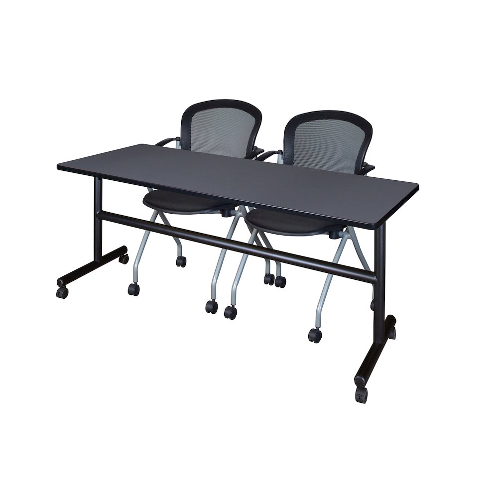 72 x 30 in. Flip-Top Training Nesting Table- Grey, 2 Cadence Nesting Chairs. Picture 1