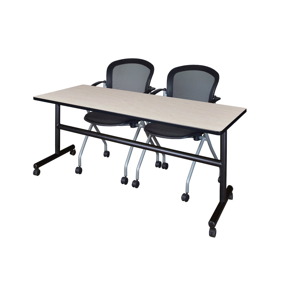 72 x 30 in. Flip-Top Training Nesting Table- Maple, 2 Cadence Nesting Chairs. Picture 1