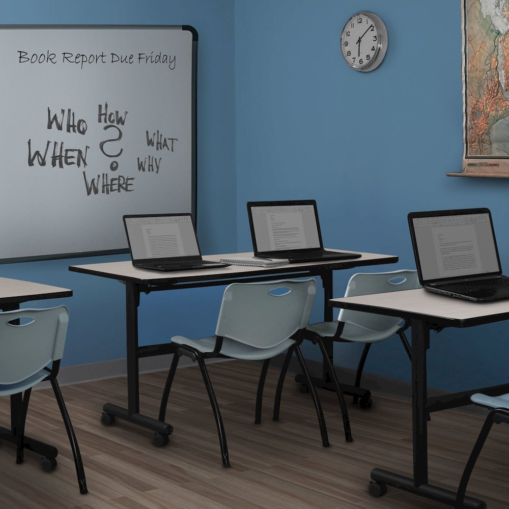 72 x 30 in. Flip-Top Training Nesting Table- Maple, 2 M Stack Chairs- Grey. Picture 11