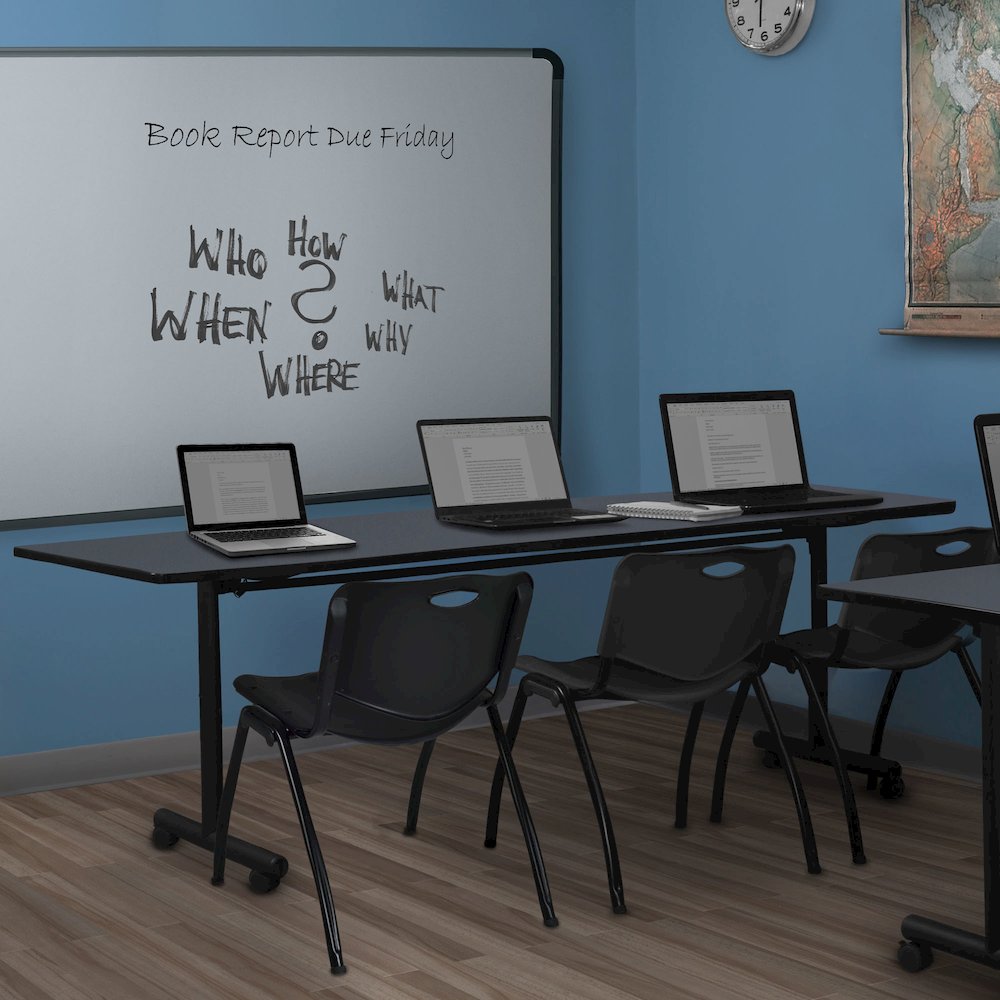 84 x 24 in. Flip-Top Training Nesting Table- Grey, 2 M Stack Chairs- Black. Picture 11