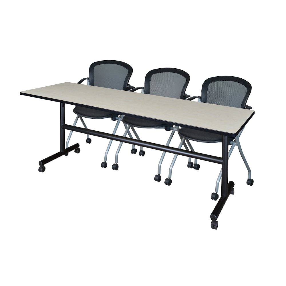 84 x 24 in. Flip-Top Training Nesting Table- Maple, 2 Cadence Nesting Chairs. Picture 1