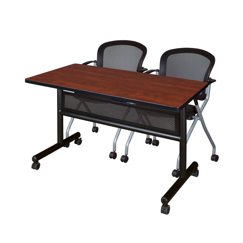 48 x 24 in. Flip-Top Privacy Nesting Table- Cherry, 2 Cadence Nesting Chairs. Picture 1