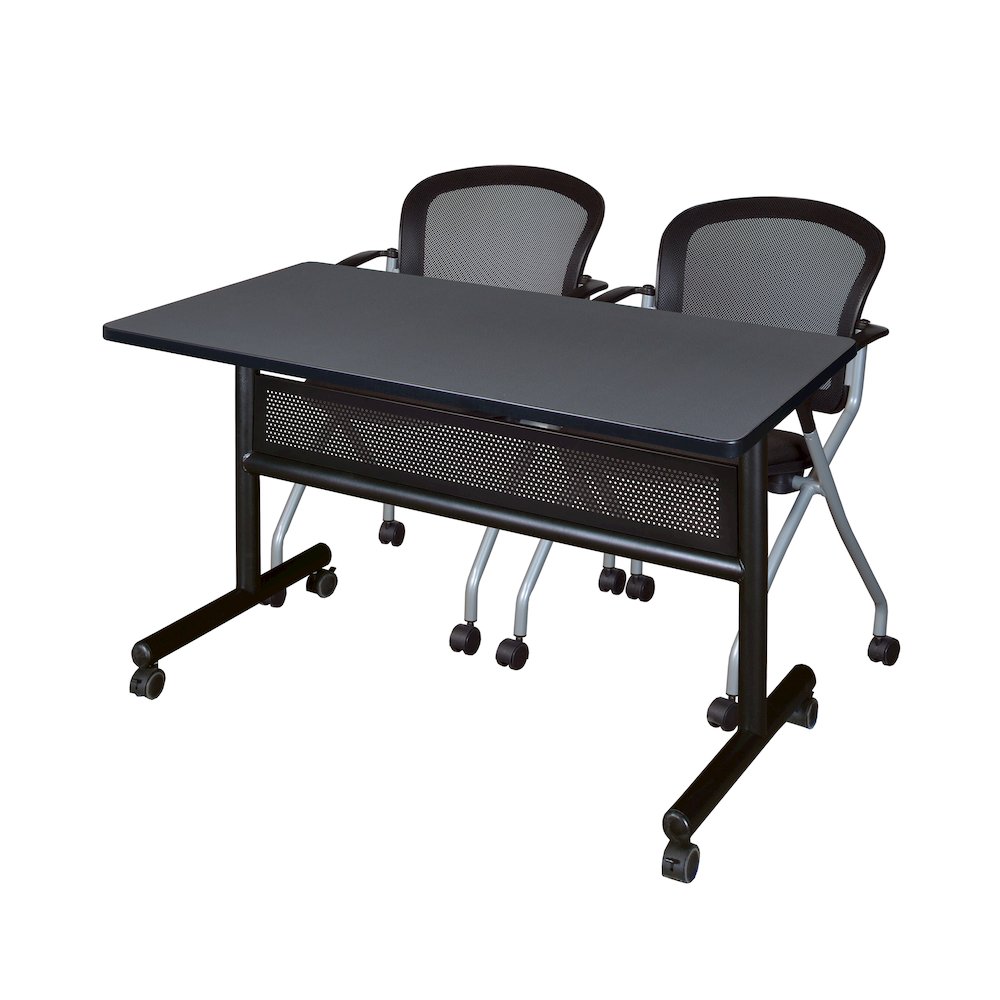 48 x 24 in. Flip-Top Privacy Nesting Table- Grey, 2 Cadence Nesting Chairs. Picture 1