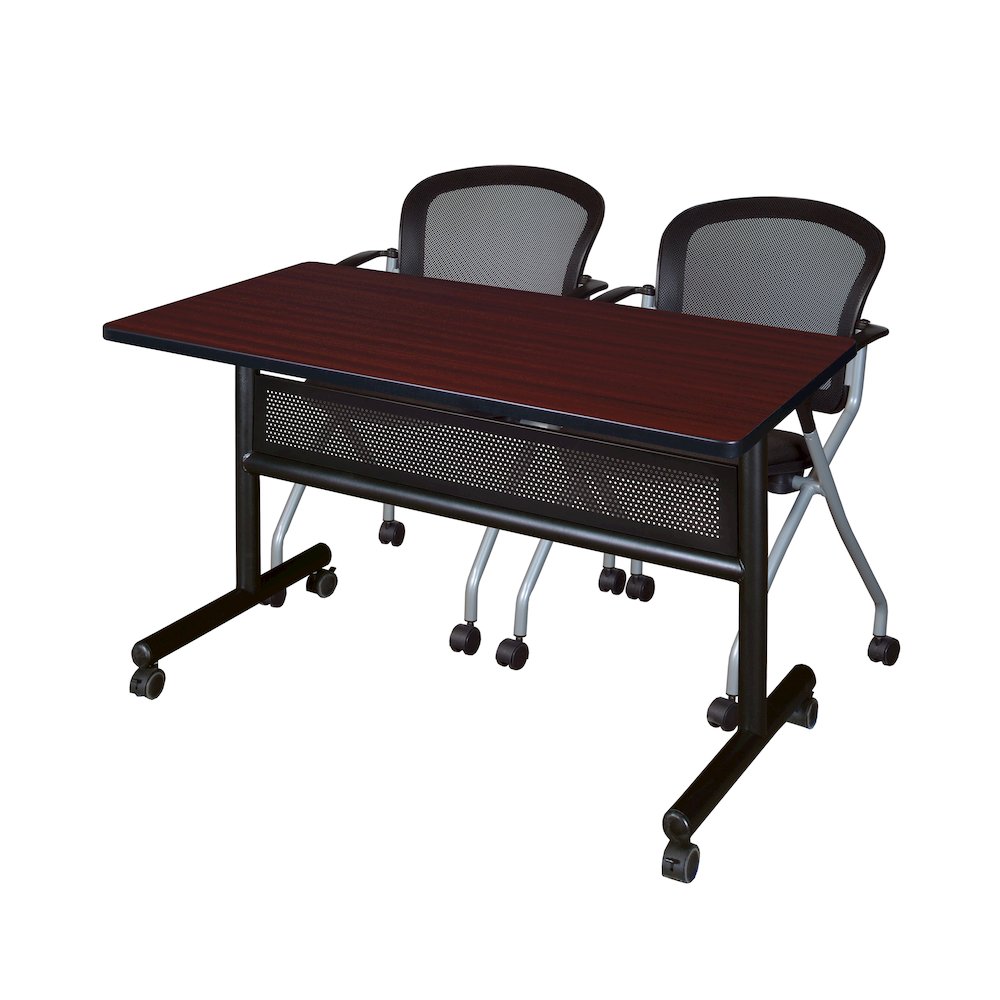 48 x 24 in. Flip-Top Privacy Nesting Table- Mahogany, 2 Cadence Nesting Chairs. Picture 1