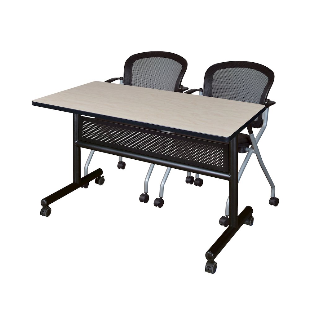48 x 24 in. Flip-Top Privacy Nesting Table- Maple, 2 Cadence Nesting Chairs. Picture 1