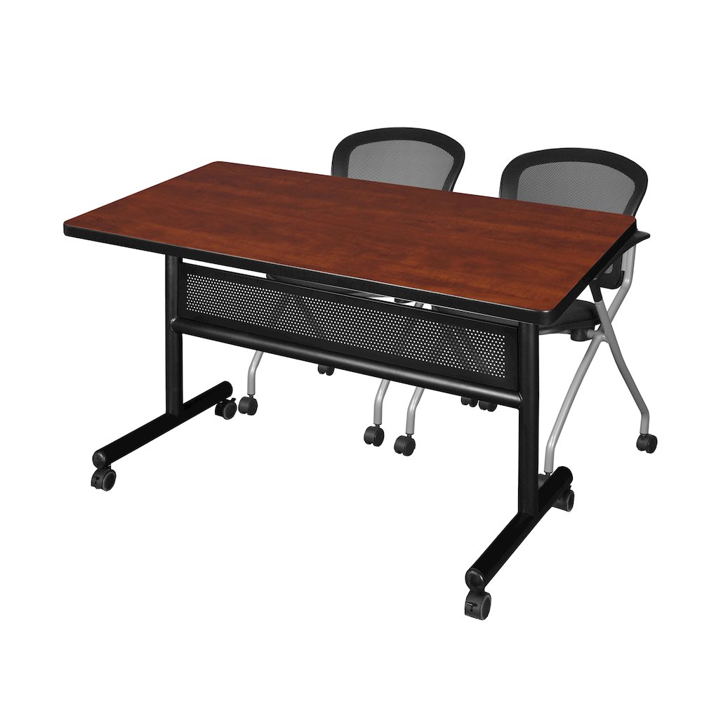 48 x 30 in. Flip-Top Privacy Nesting Table- Cherry, 2 Cadence Nesting Chairs. Picture 1