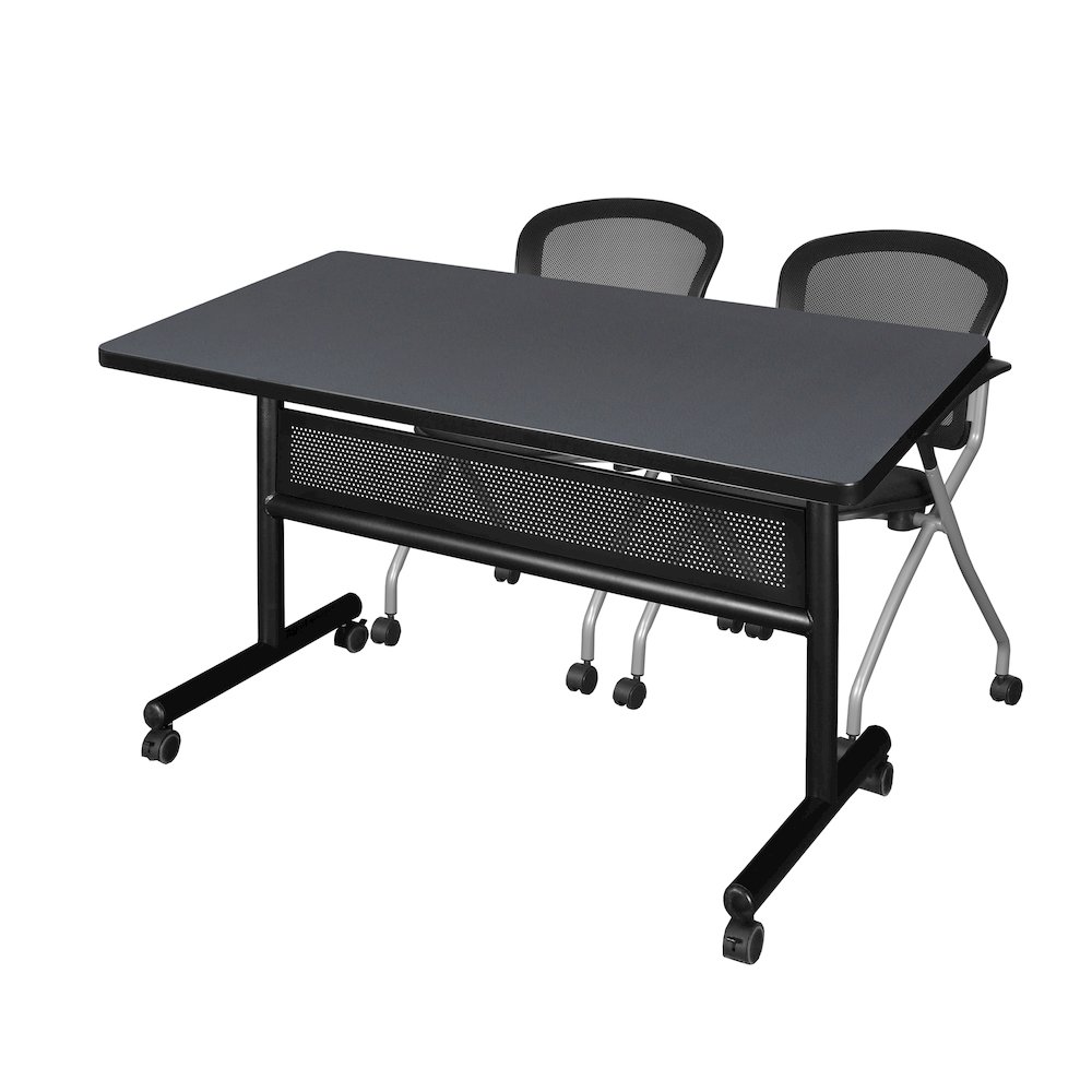 48 x 30 in. Flip-Top Privacy Nesting Table- Grey, 2 Cadence Nesting Chairs. Picture 1