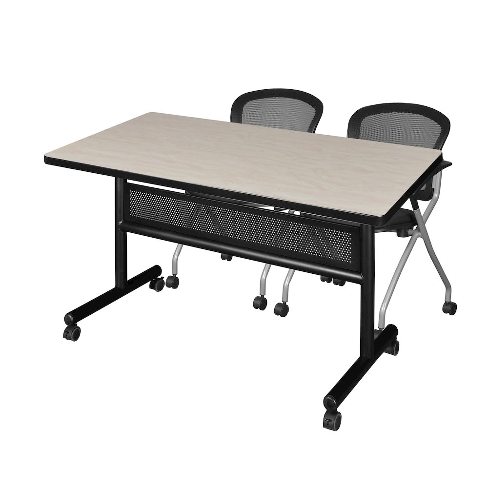 48 x 30 in. Flip-Top Privacy Nesting Table- Maple, 2 Cadence Nesting Chairs. Picture 1
