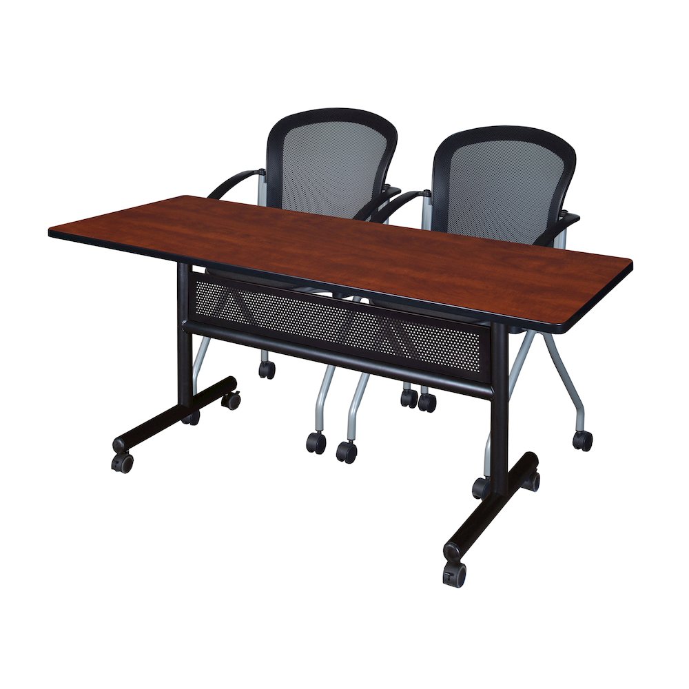 60 x 24 in. Flip-Top Privacy Nesting Table- Cherry, 2 Cadence Nesting Chairs. Picture 1