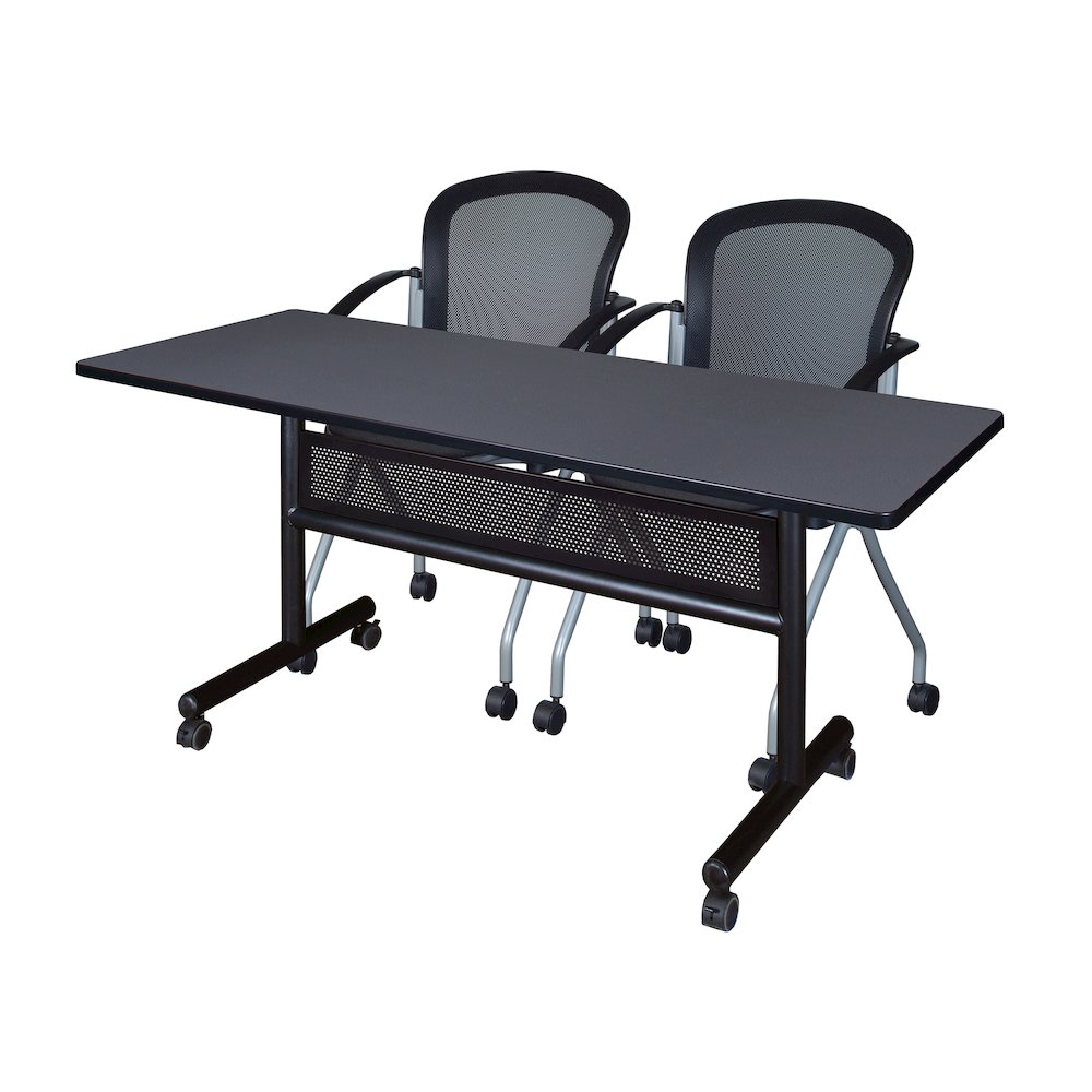 60 x 24 in. Flip-Top Privacy Nesting Table- Grey, 2 Cadence Nesting Chairs. Picture 1